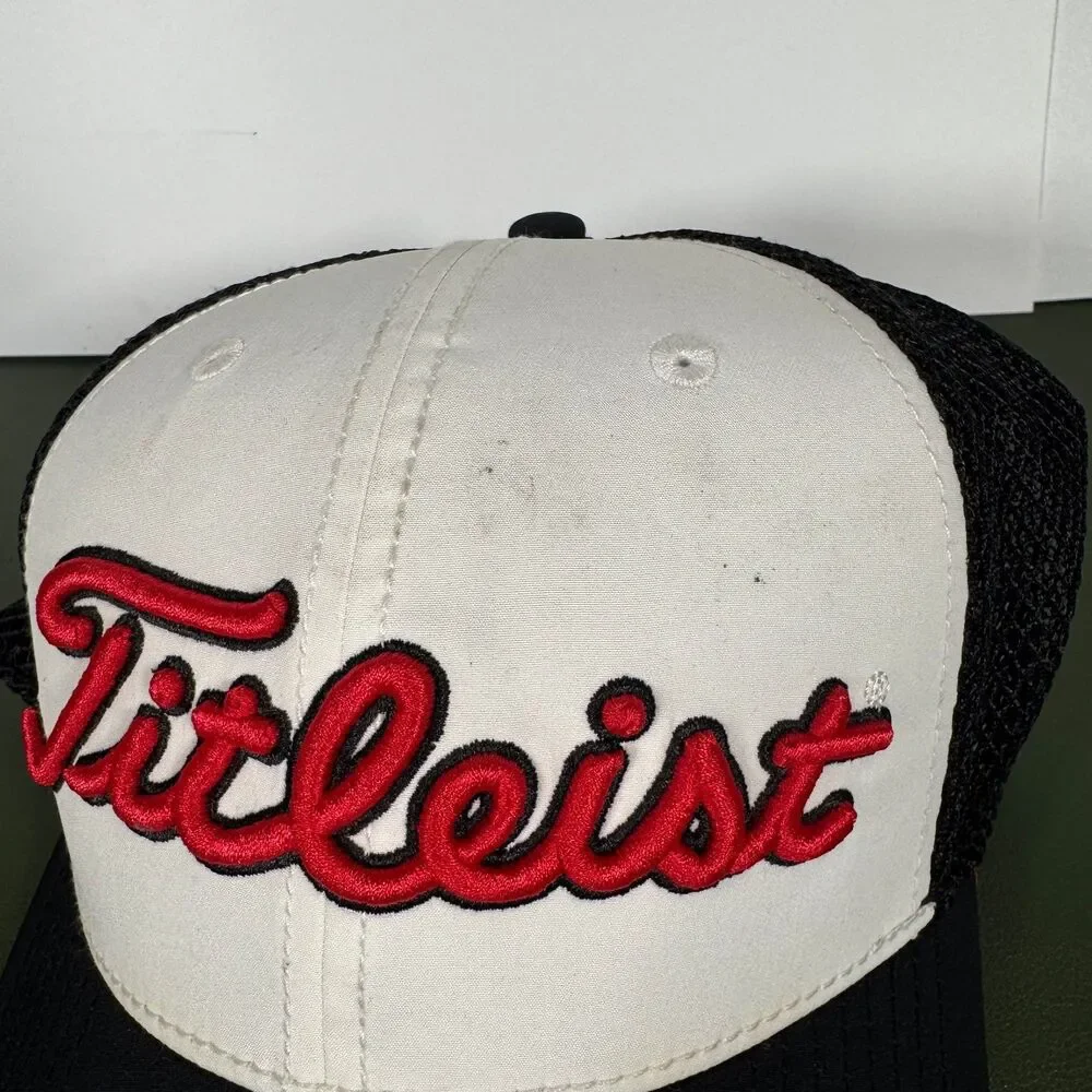 Titleist Trucker Hat Red Black White Mesh Strapback Golf Golfing Outdoor